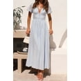thumbnail image 6 of Women's V-Neck Puff Short Sleeve Midi Dress with Smocked Bodice and Zipper Detail 100% Polyester Everyday Wear, 6 of 18
