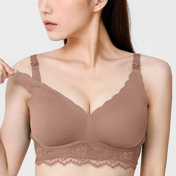 GaThRRgYP Bras for Women GaThRRgYP Women's Sexy Ultra-thin Lace Bra without Steel Ring Breast Upward Opening Feeding Bra