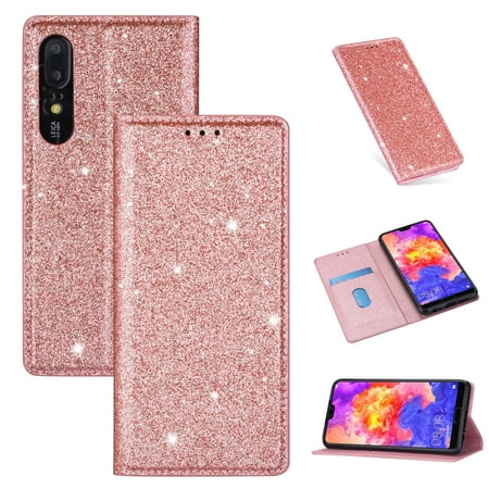 For Huawei P20 Pro Ultrathin Glitter Magnetic Horizontal Flip Leather Case with Holder & Card