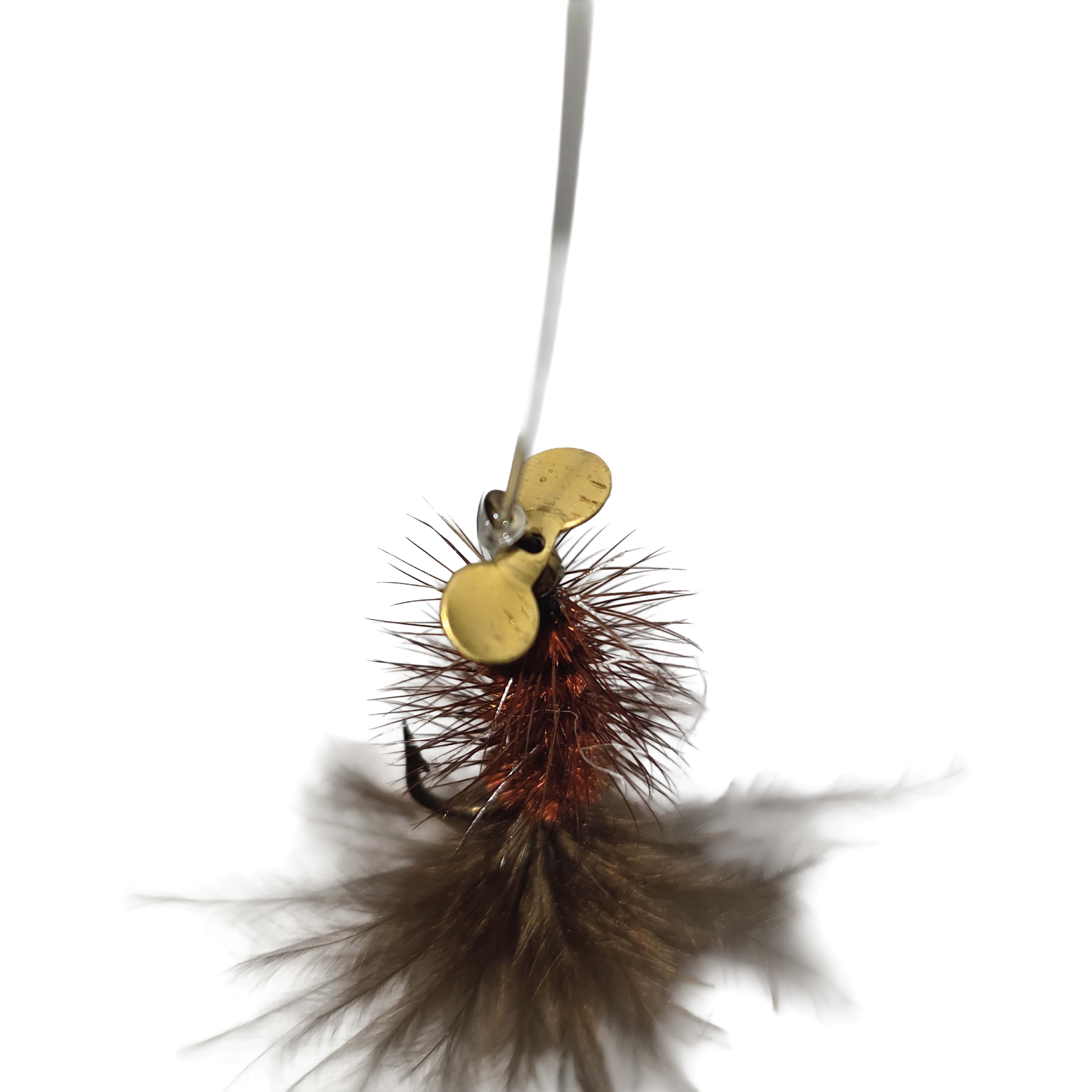 Pistol Pete's Spinner Flies Freshwater Trout Fishing Lure, Brown Marabou, Size 12, 2-pack, Flies
