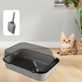 thumbnail image 1 of Cat Litter Box Pet Litter Tray for Small Pets Small Medium Large Cats Rabbit Gray, 1 of 10