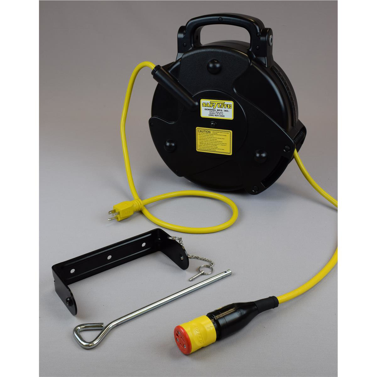 General Manufacturing MID-SIZE POWER SUPPLY REEL 40' 12/3 SJTOW CORD 15AMP SAF-T-LOK OUTLET