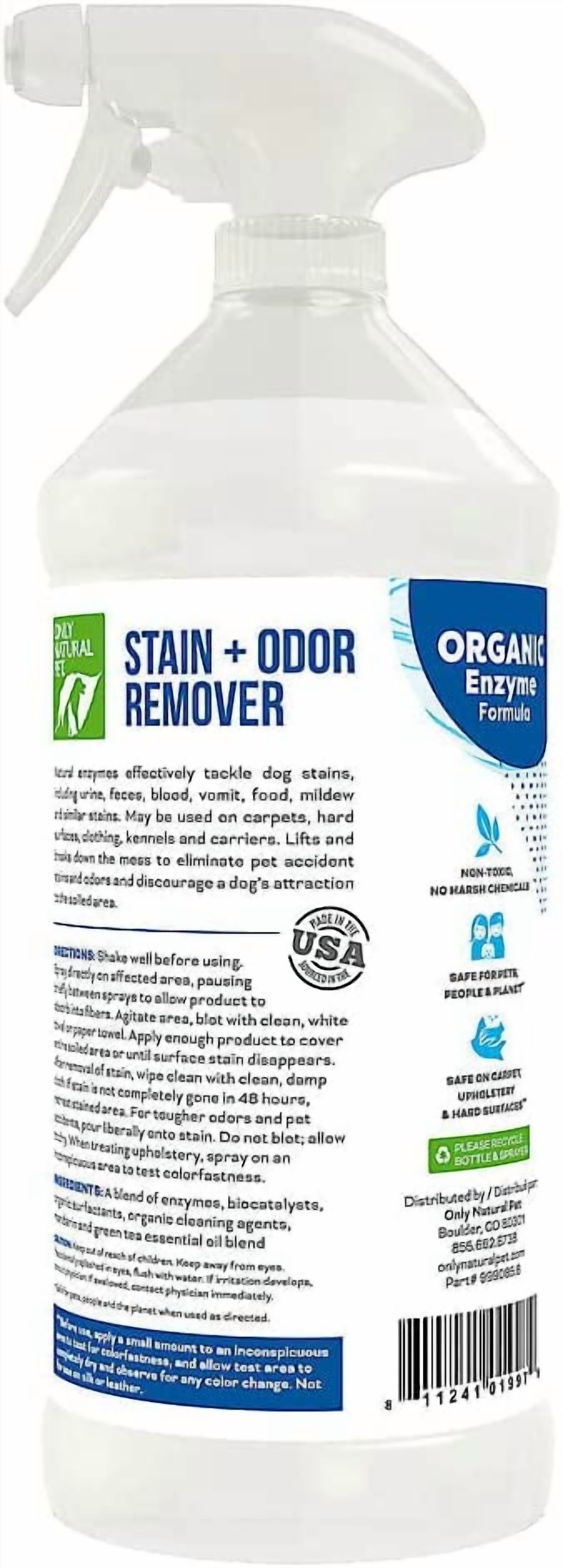 Enzyme Powered Stain & Odor Eliminator - Professional Pet Urine Pee Cleaner Deodorizer For Dogs - Hardwood Floors Carpets Upholstery - Fresh Mandarin Orange & Green Tea Scent - 32Floz