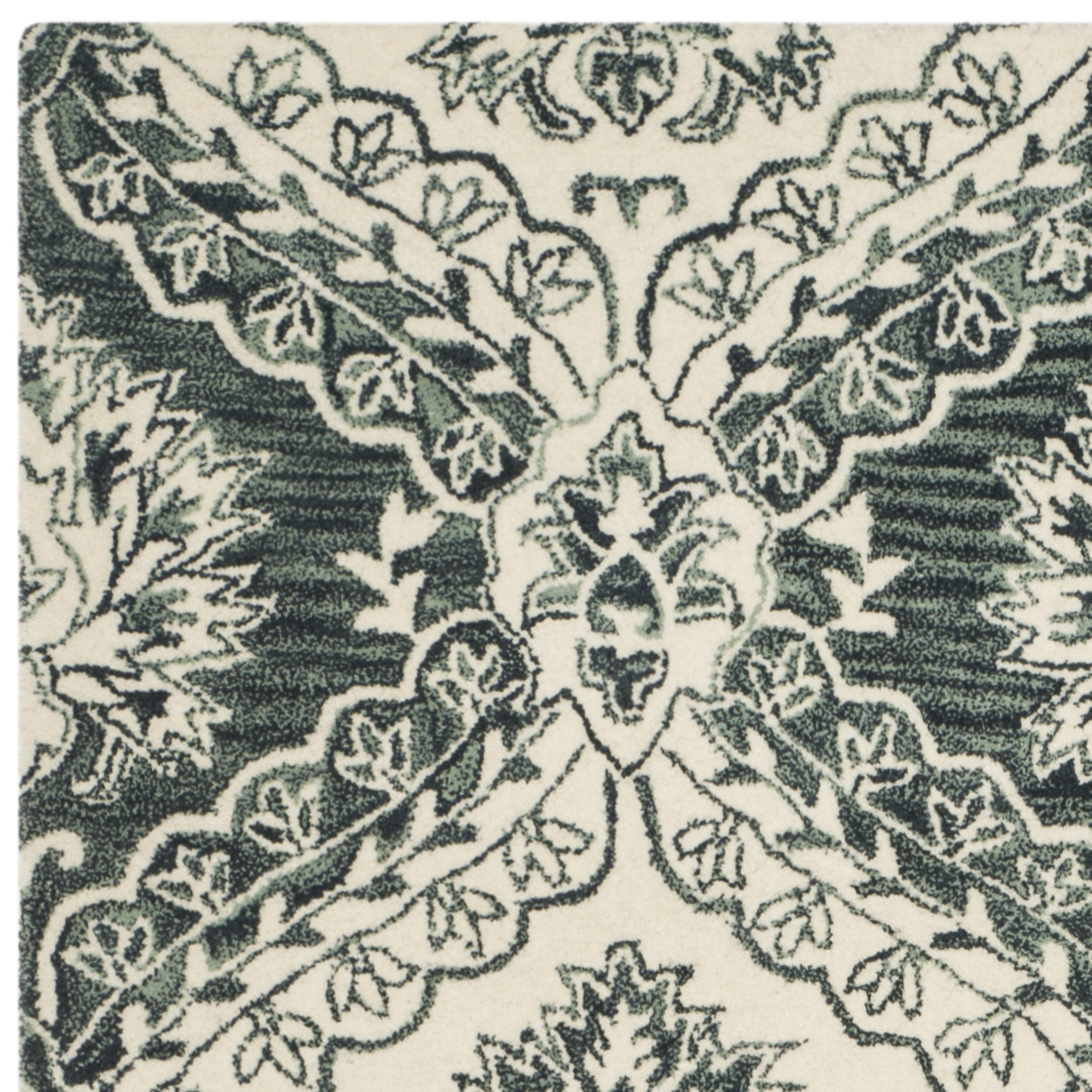 SAFAVIEH Blossom Maxwell Damask Floral Wool Runner Rug, Blue/Ivory, 2'3" x 8'