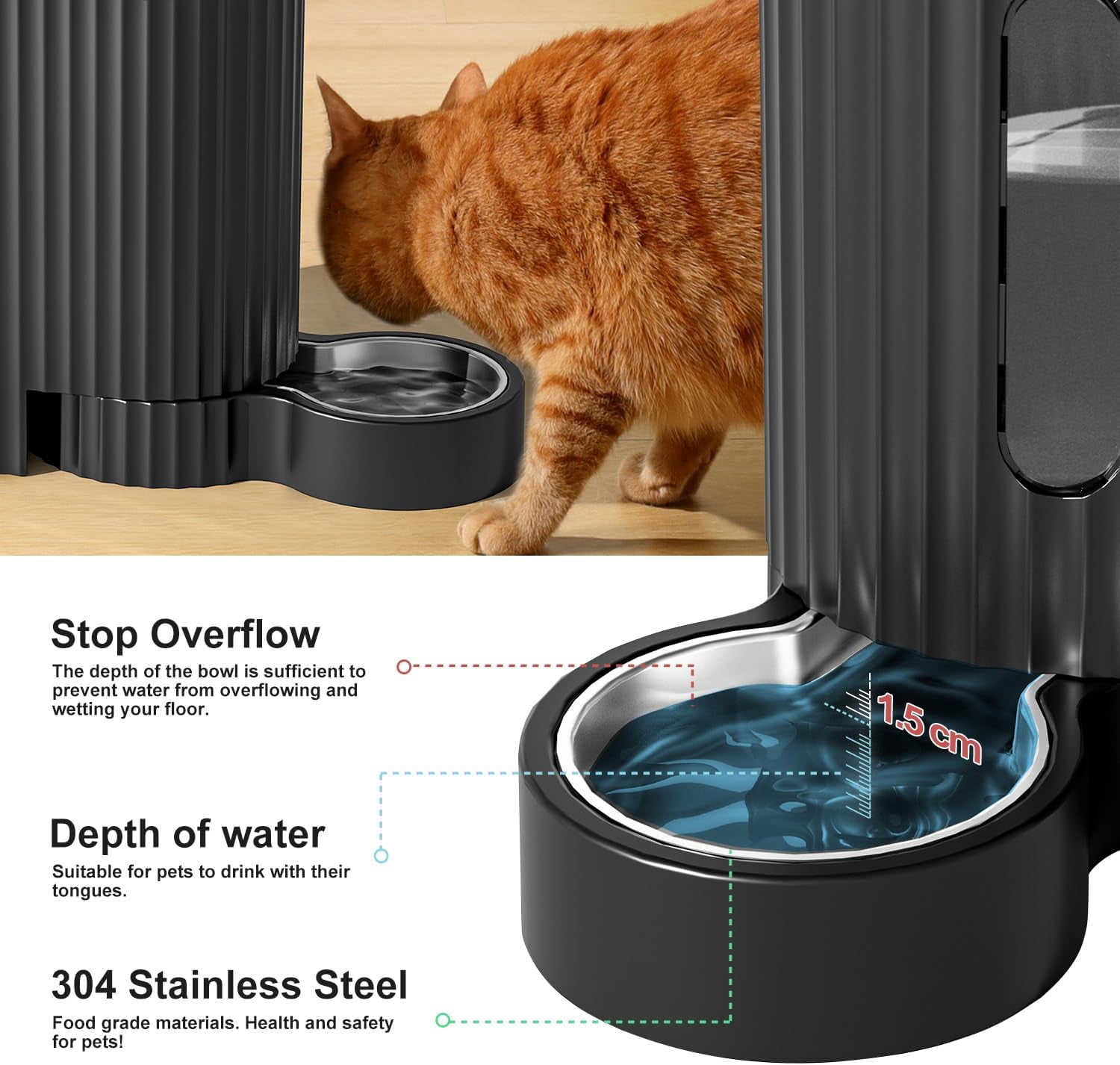 Nomipaw Gravity Automatic Food Feeder and Water Dispenser, 0.8Gal Large Capacity, 2 in 1 Set, 304 Stainless Steel Bowl, Removable and Washable