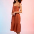 thumbnail image 5 of Summer Saving Wycnly Womens Dresses Beach Casual Loose Flowy Ruffle Swing Spaghetti Strap Sundress Fashion Solid Round Neck Sleeveless Long Summer Dress Wine s, 5 of 7