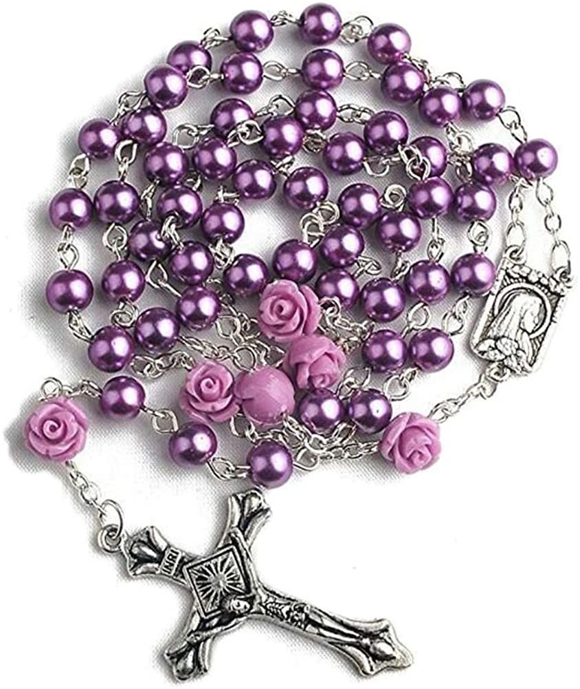 Women's Catholic Pearl Beads Rosary 