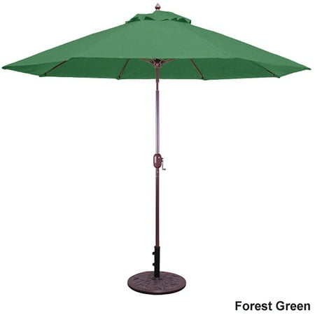 Galtech 9' Manual Tilt Green Umbrella with Crank Lift