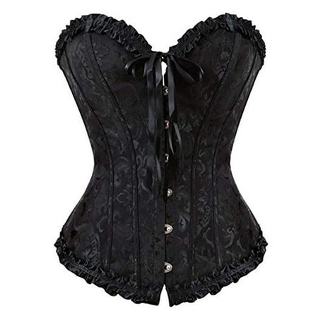 Women's Strapless Corset Top Waist Cincher Lace up Bustier Overbust Body Shapewear