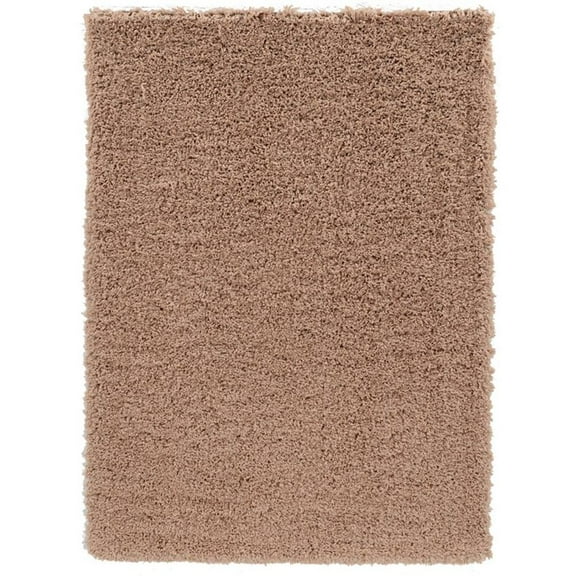 Linon Luxe Plush Shag Hand Tufted Polyester 8'x10' Rug in Sand Brown