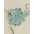 thumbnail image 3 of Bagilaanoe Newborn Autumn Outfits Baby Girl Rompers Dress Ruffle Long Sleeve Bodysuit 6M 12M 18M 24M Infant Patchwork A-line Dresses, 3 of 9