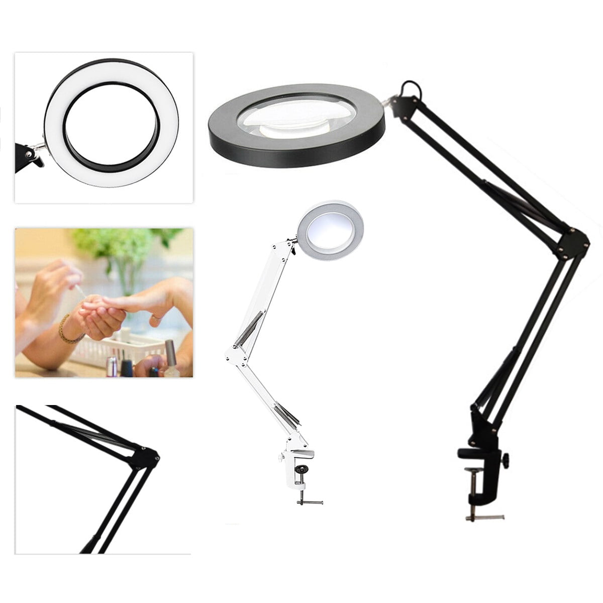 Adjustable LED Magnifying Desk Lamp 5X Magnifier & Table Lamp Swivel