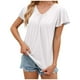 thumbnail image 1 of Camiseta de manga corta con cuello en V y pliegues para mujer, corte holgado, color liso, para uso informal o en la playa, 1 of 5