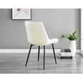 thumbnail image 5 of Furniturebox UK Pesaro Modern Adult Off-White Velvet Dining Side Chairs, Set of 2 (Black Legs), 5 of 6