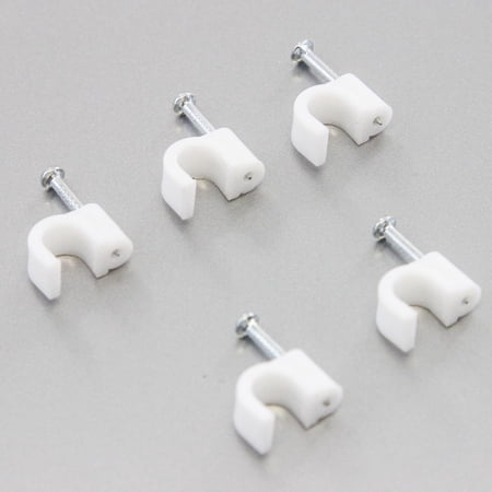 500 Round 5/16 Inches (8 mm) Cable Wire Clips Cable Management Cord Tie Holder Coaxial Nail in Clamps Tacks