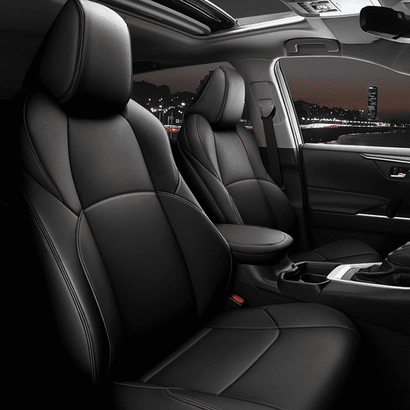 AOMSAZTO Custom Seat Covers For Toyota CHR CH-R 2018-2022 Full Set Faux Leather Seat Protector Waterproof Black