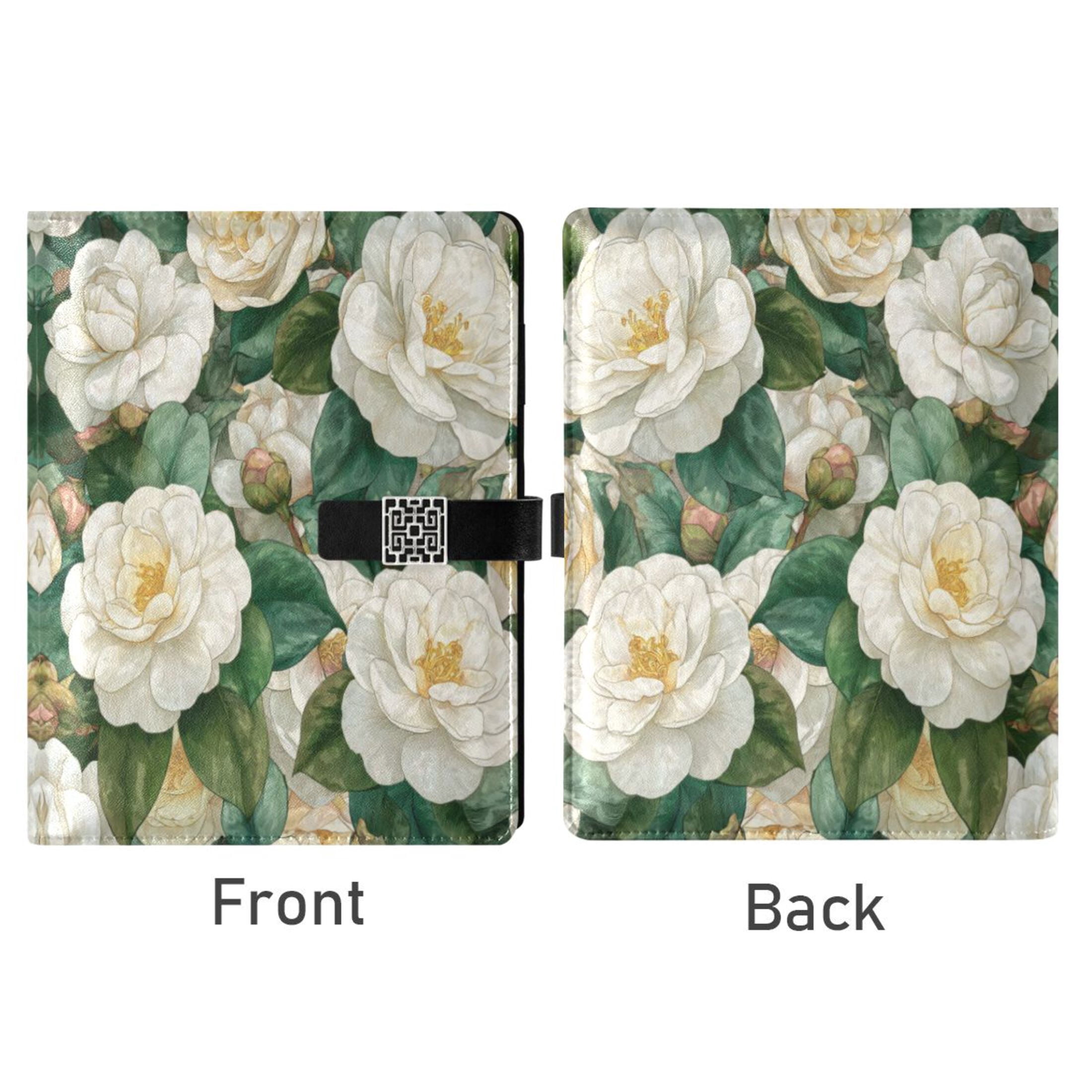 Leather Planner Leather Notebook Notebook Journal Binder Design Pen Pocket Design Convenient for Storage Pure White Camellia Blooms