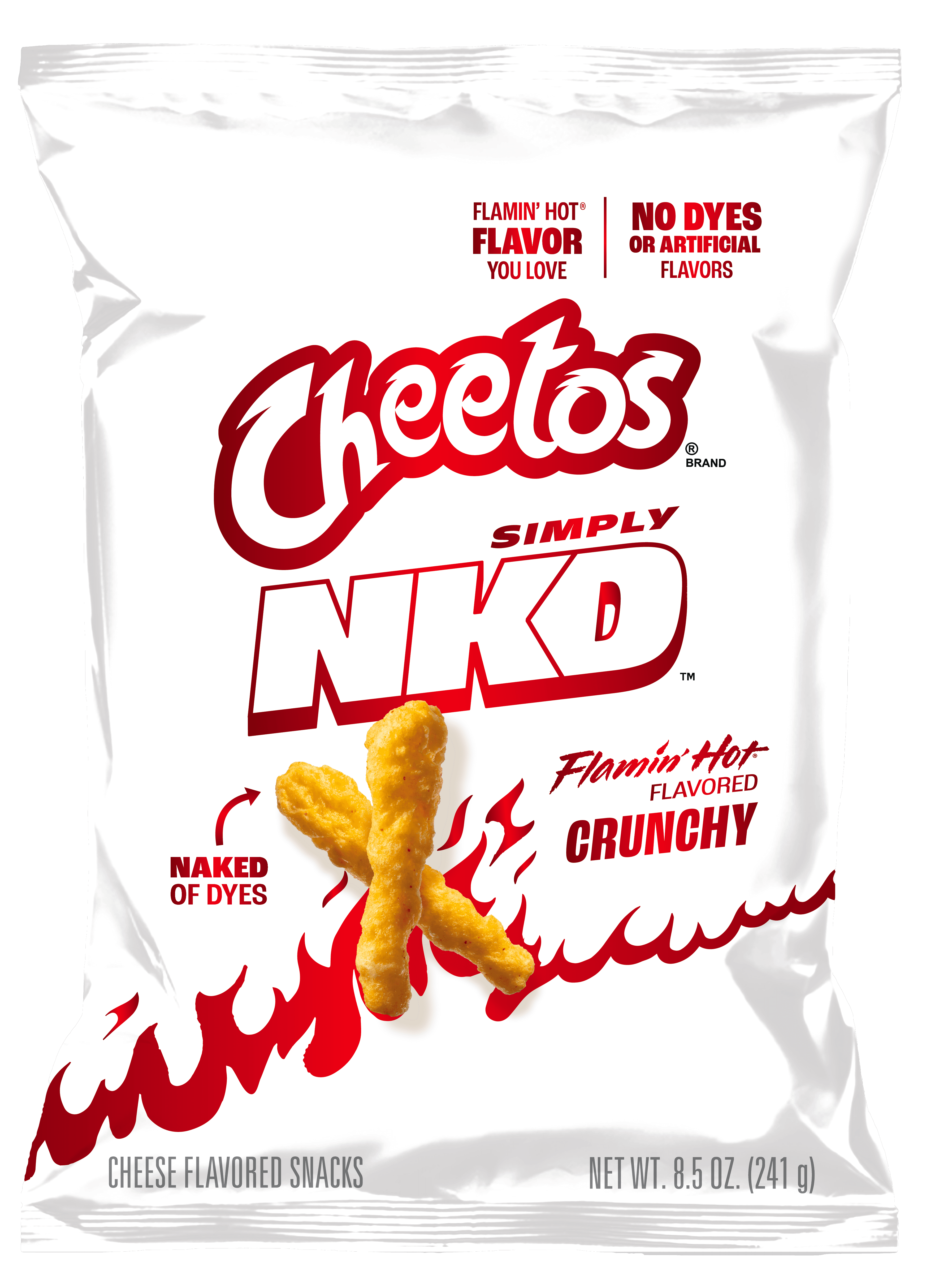 (3 pack) Cheetos Simply NKD, No Dyes No Artificial Flavors Crunchy Flamin’ Hot Cheese Flavored Snacks Bag, 8.5 oz