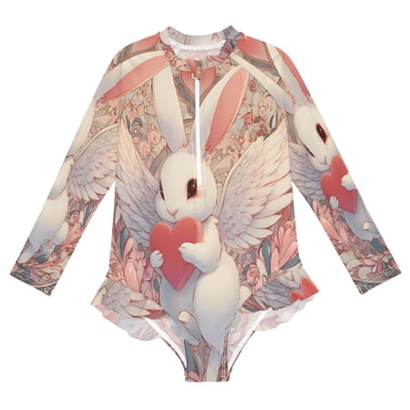 YAZAOO Swimwear Lunar Angel Bunny For Long Sleeve One-Piece Swimsuit UPF 50 And UV Protection Quick Dry Chlorine Resistant