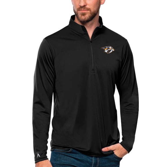Men's Antigua Black Nashville Predators Tribute Quarter-Zip Pullover Top