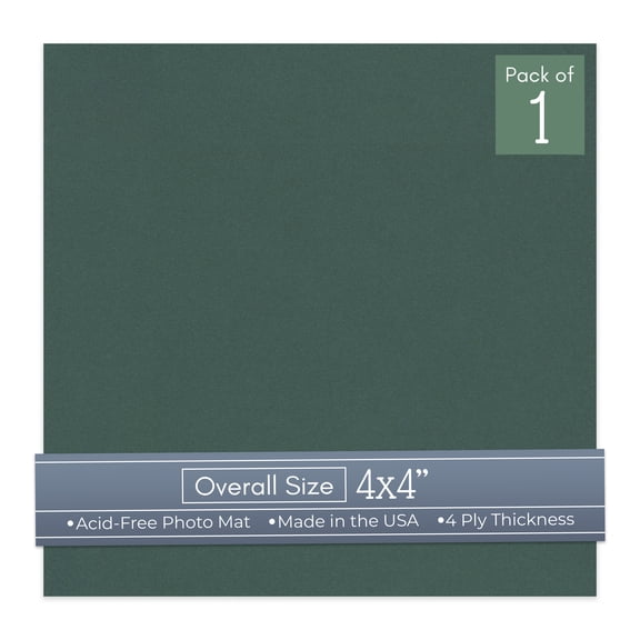 Spruce Green 4x4 Inch Uncut Art Mat Board - No Opening - 1 Mat