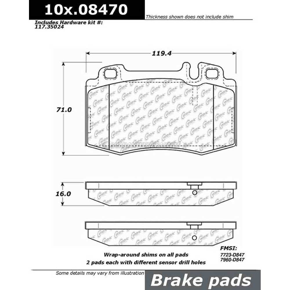 Centric Brake Pad Set, #100-08470