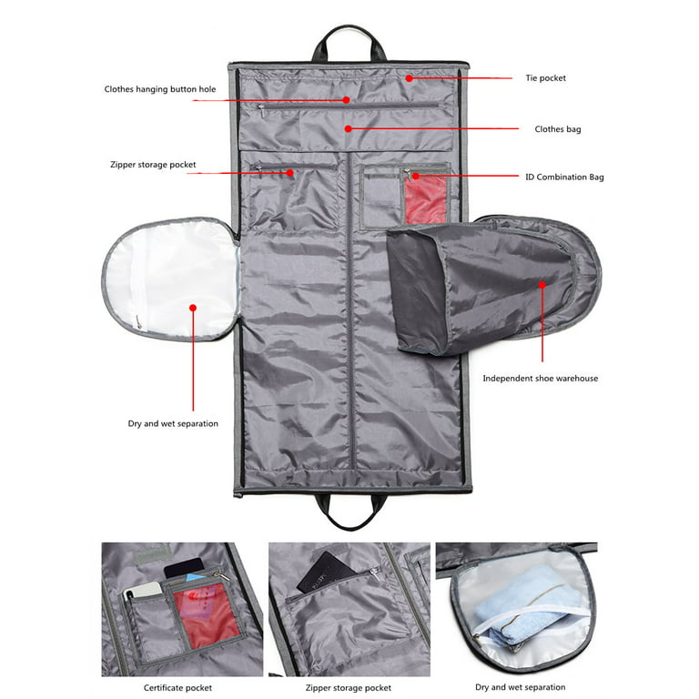  Modoker Carry On Garment Bags for Business Travel, Suit Bag  with Shoulder Strap for Men Women - 2 in 1 Hanging Garment Bag Suit  Carrier, Black