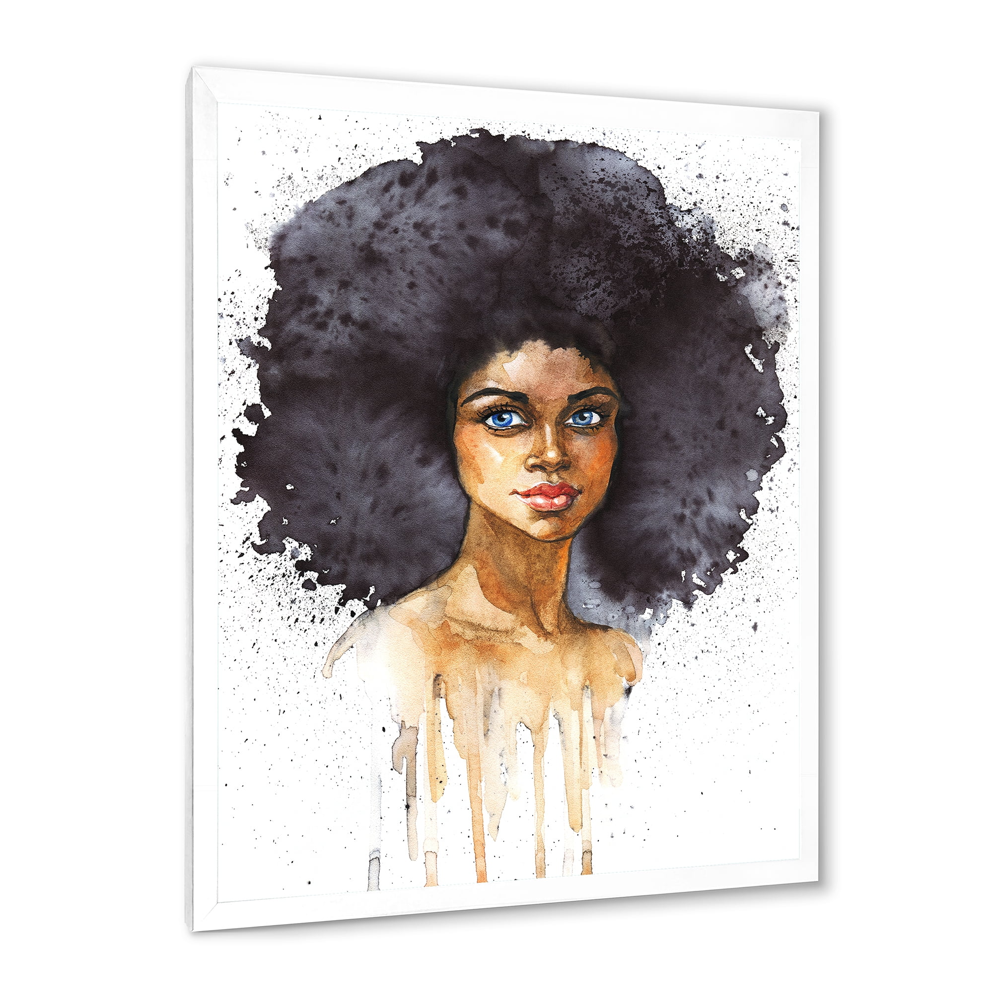 Designart 'Portrait of Afro American Woman X' Modern Framed Art Print