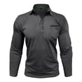thumbnail image 4 of Men Cotton Polo Shirts Long Sleeve with Pocket Golf Shirts Shirts for Men Casual Work Athletic Collared T-Shirts Size 3XL Dark Gray, 4 of 8