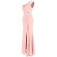 thumbnail image 4 of Angel-fashions Women's One Shoulder Ruching Beading Ribbon Soft Evening Gown, 4 of 7