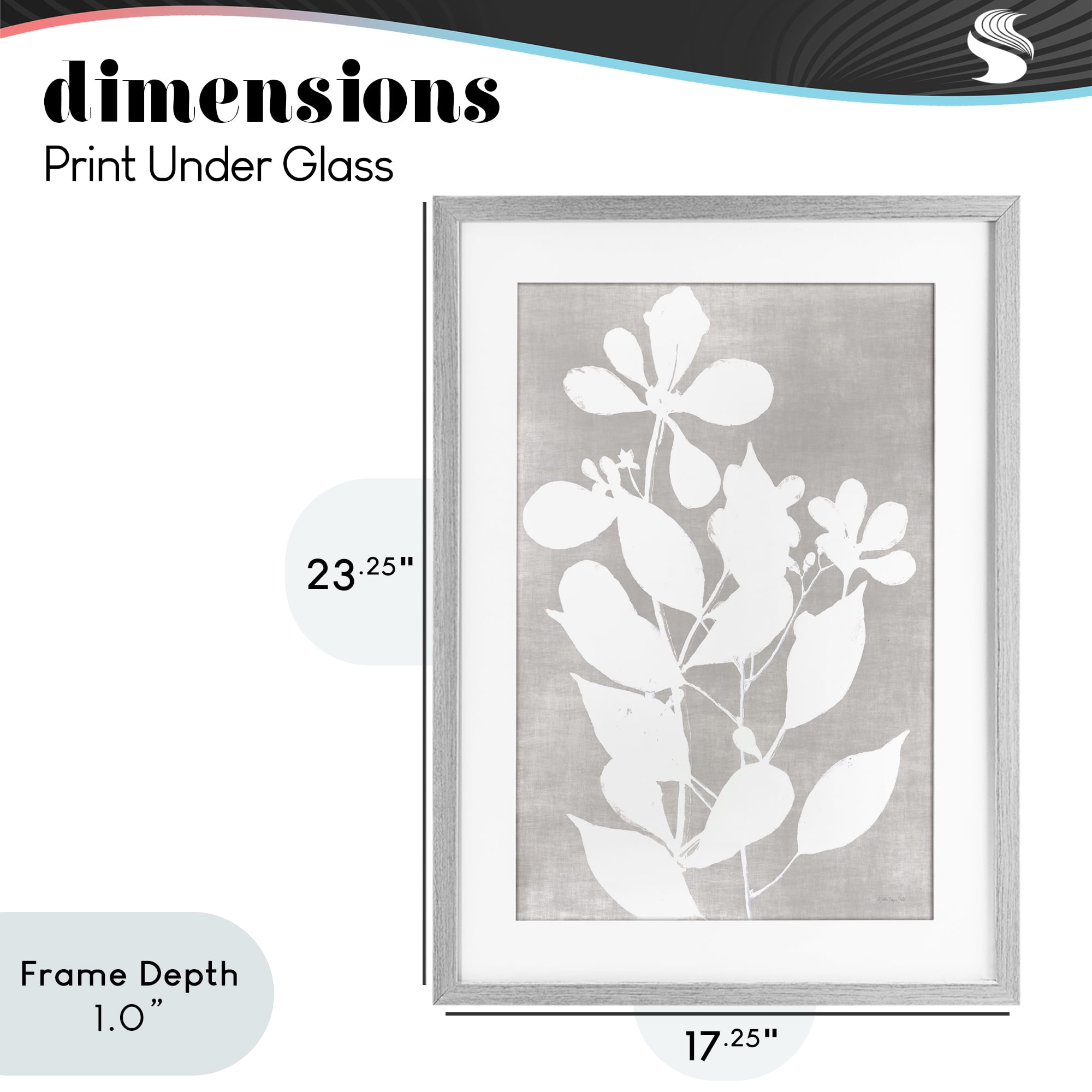 Stupell Industries Minimalist Foliage Impression Gray Framed Print Under Glass, design by Stellar Design Studio
