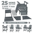 thumbnail image 4 of Ensemble de 2 Chaises de Bar Adirondack Hautes avec Plateau de Raccord, Tabourets de Bar à Dossier Haut pour Usage Extérieur, 4 of 6