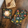 thumbnail image 5 of Pioneer Flower Kitchen Oven Mitt and Pot Holder Sets 2 Pcs for Baking, Cooking and Grilling, Heat Resistant Up To 392 °F, 5 of 7