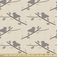 thumbnail image 1 of Botanical Fabric by the Yard Upholstery, Nature Themed Layout of Birds on Leafy Branches Flying Animal Silhouettes, Decorative Fabric for DIY and Home Accents, Champagne Dimgray by Ambesonne, 1 of 5