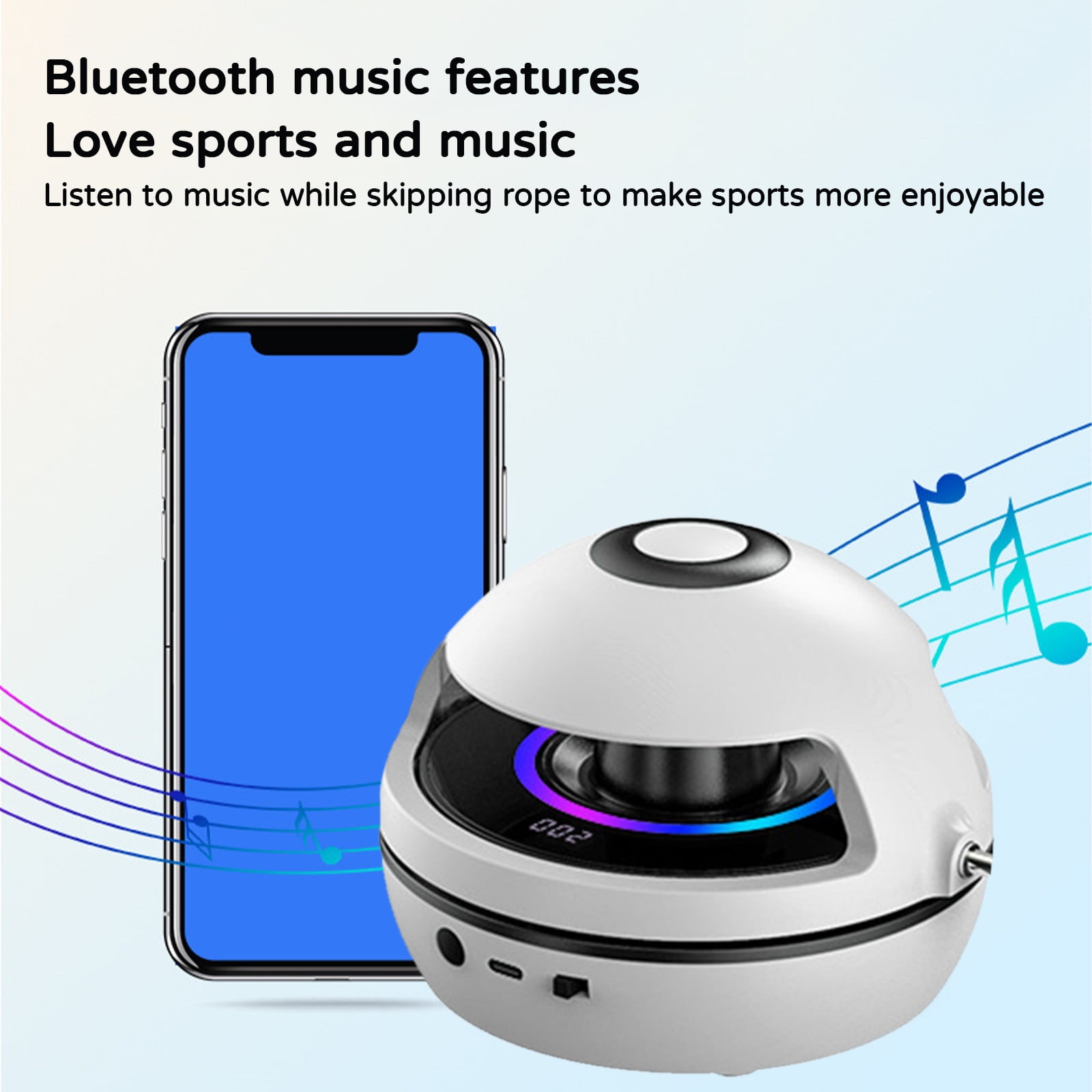 Smart Electric Jump Rope, Wireless Remote Control Skipping Rope with Bluetooth Music and LED Lights, Fitness Equipment for Multi-Person Entertainment, Tracks Jumps Calories and Time, White, 1pc