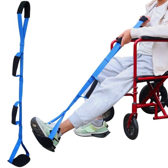 Long Leg Lifter with Padded Hand Grips and Feet Loop, Rigid Leg Lifter Strap After Hip Replacement Leg Lifters Getting Legs in and Out of Bed,Car,Wheelchair 1PCS