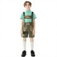thumbnail image 1 of Childrens Performance Costume Short Sleeved Checkered Top Suspender Shorts Traditional Role-Playing Ethnic Costume Set, 1 of 5