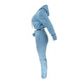 thumbnail image 5 of Frontwalk  Women 2 Piece Tracksuit Set Casual Sports Hoodies Sweatsuit Sweatpants Jogger Winter Long Sleeve Activewear Outfits for Ladies Light Blue XL, 5 of 6