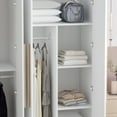 thumbnail image 5 of WIAWG 4 Door Wardrobe Armoire Closet with Hanging Rods and Shelves White, 5 of 7