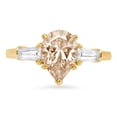 thumbnail image 7 of 2.5 cttw Simulated Champagne Diamond 14K Yellow Gold Engagement Ring for Women - 10x7mm Pear Cut - Three-Stone Solid Gold, 7 of 7