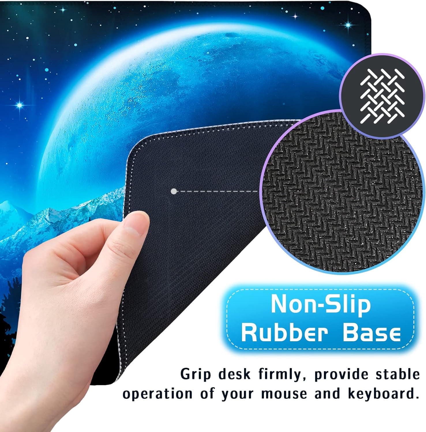 Gaming Mouse Pad, Mouse Pad Large, Keyboard and Mouse Pad, 31.5" x 11.8" XL Mouse Pad, Non-Slip Office Computer Keyboard Mousepad, Desk Pad Large - Moon Mountain Forest