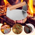 thumbnail image 5 of Qissep 5.5 inch Round Non-Stick Stainless Steel Burger Smasher,Wooden Handle,for Kitchen Cooking,Grilling, 5 of 6
