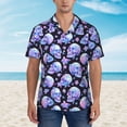 thumbnail image 4 of Daiia blue Skull flower Hawaiian Shirt for Men Gentle Cotton Regular Short Sleeve Casual-Large, 4 of 9