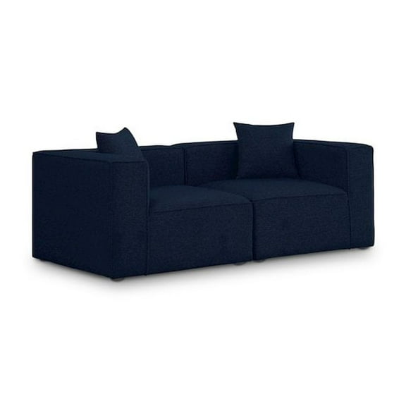 Meridian Furniture Cube Navy Durable Linen Modular Sofa