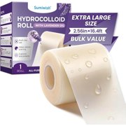 Sumiwish Hydrocolloid Bandage Roll - Waterproof Self-Adhesive, 2.56" x 16.4ft, Cut-to-Size for Blisters