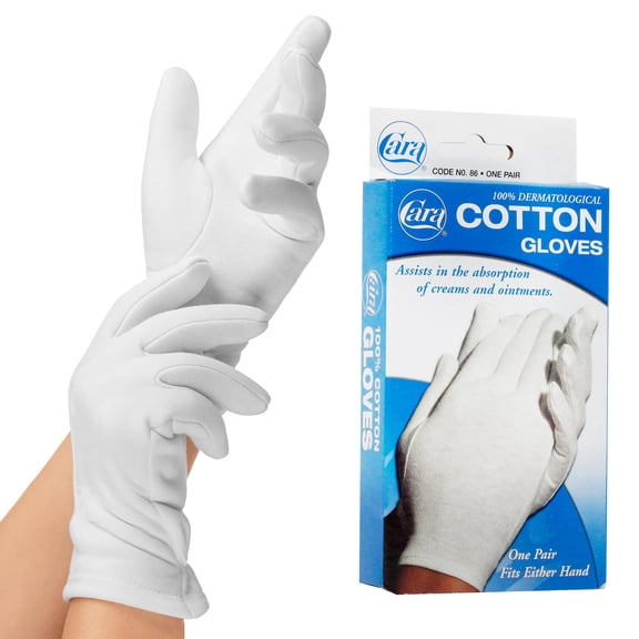 Cara 100% Dermatological Cotton Gloves, Sizes 8 1/2 - 9 1/2, Large - 1 Pair