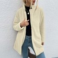 thumbnail image 6 of Ozmmyan Women's Solid Color Lapel Reversible Velvet Large Pocket Medium Long Coat Sweater Long Sleeved Hoodless Casual Coat jacket, 6 of 8