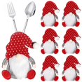 thumbnail image 1 of Bolsas de soporte para cubiertos de Navidad, gorros de Navidad, Papá Noel, cuchillo con copo de nieve, cubierta de tenedor, juego de mesa de fiesta, decoración de servicio de mesa, suministros, 1 of 4