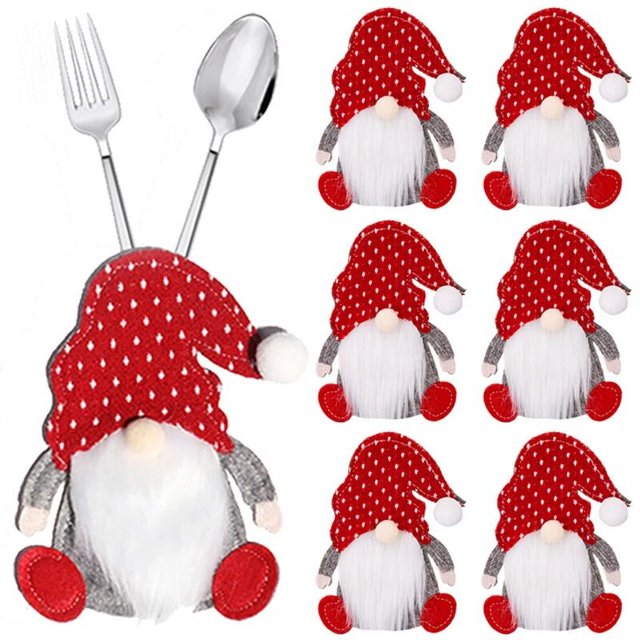 Bolsas de soporte para cubiertos de Navidad, gorros de Navidad, Papá Noel, cuchillo con copo de nieve, cubierta de tenedor, juego de mesa de fiesta, decoración de servicio de mesa, suministros