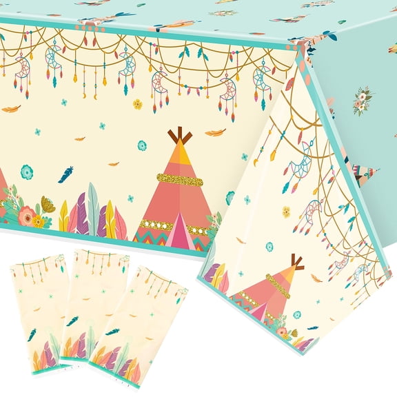 3 Piece Bohemian Tablecover for Camping Party, 54x108 Inches